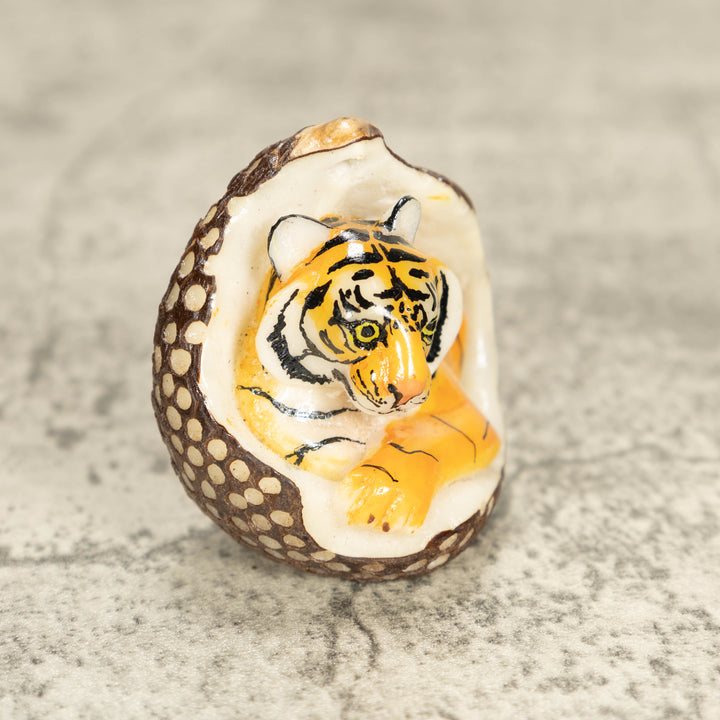 Bengal Tiger Cat Tagua Nut Carving