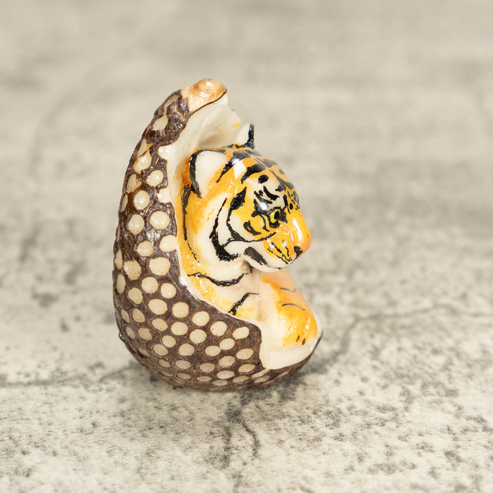 Bengal Tiger Cat Tagua Nut Carving