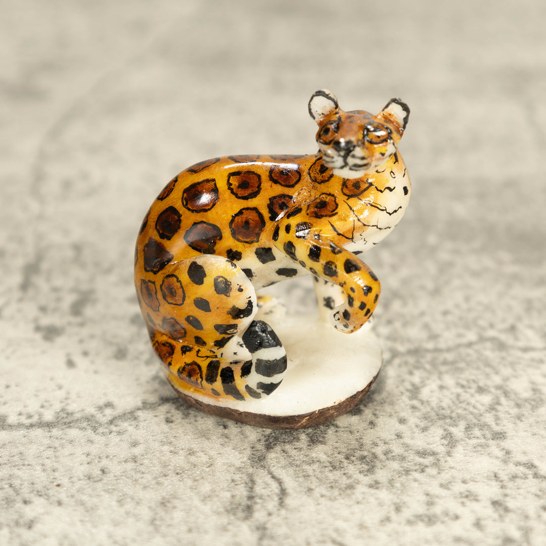 Jaguar Cat Tagua Nut Carving