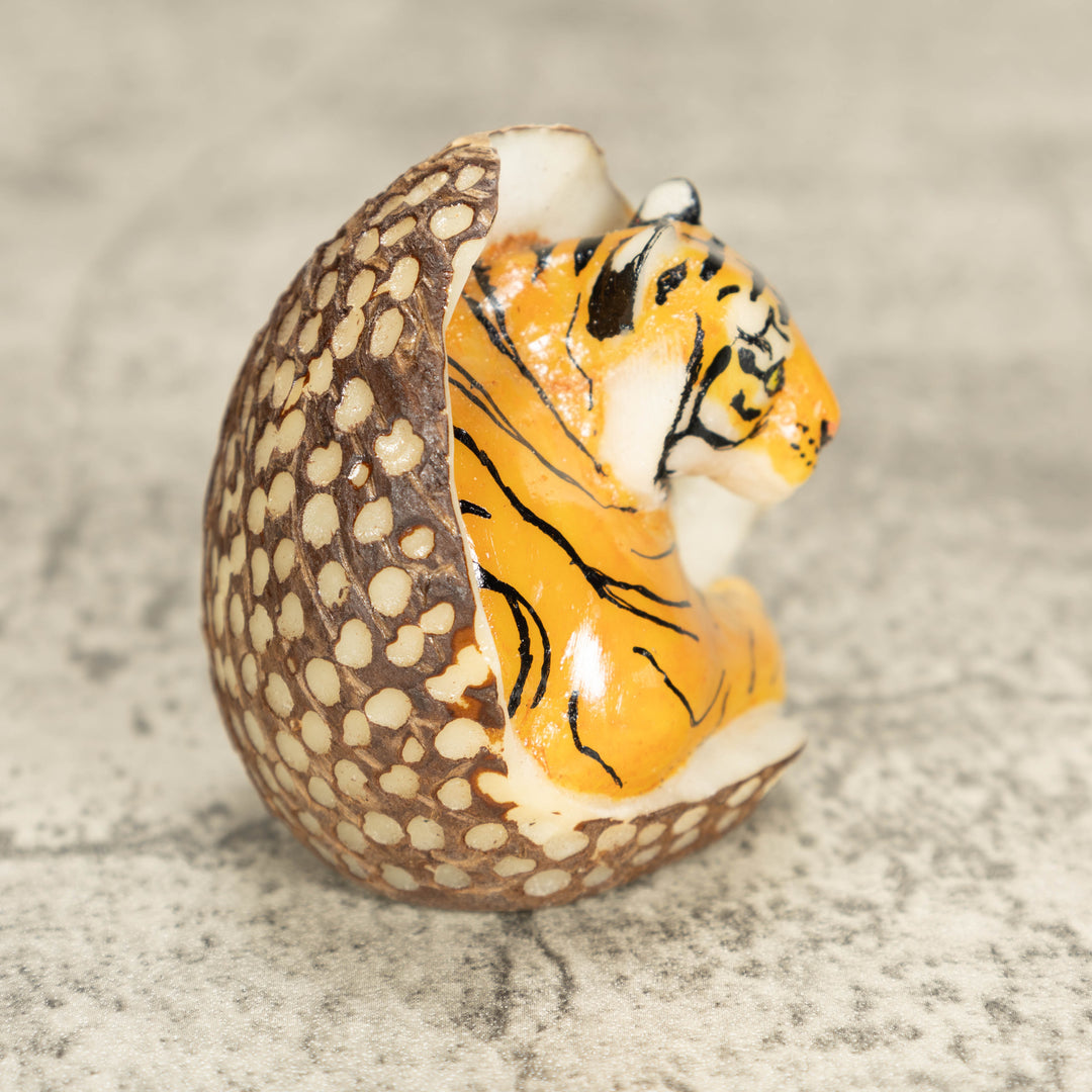 Bengal Tiger Cat Tagua Nut Carving