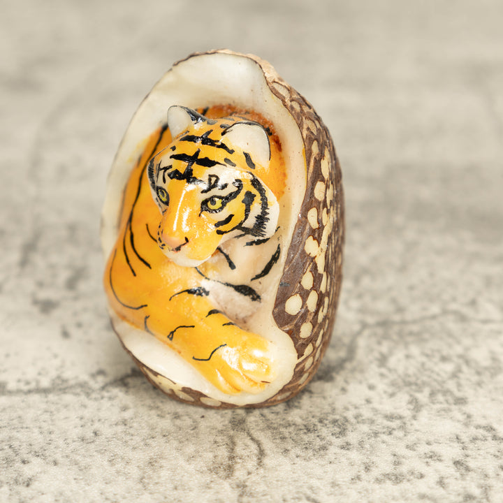 Bengal Tiger Cat Tagua Nut Carving