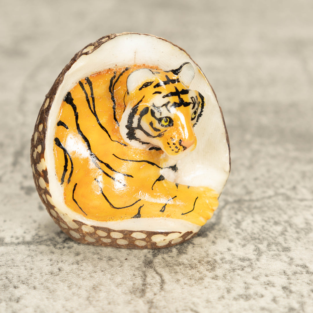 Bengal Tiger Cat Tagua Nut Carving