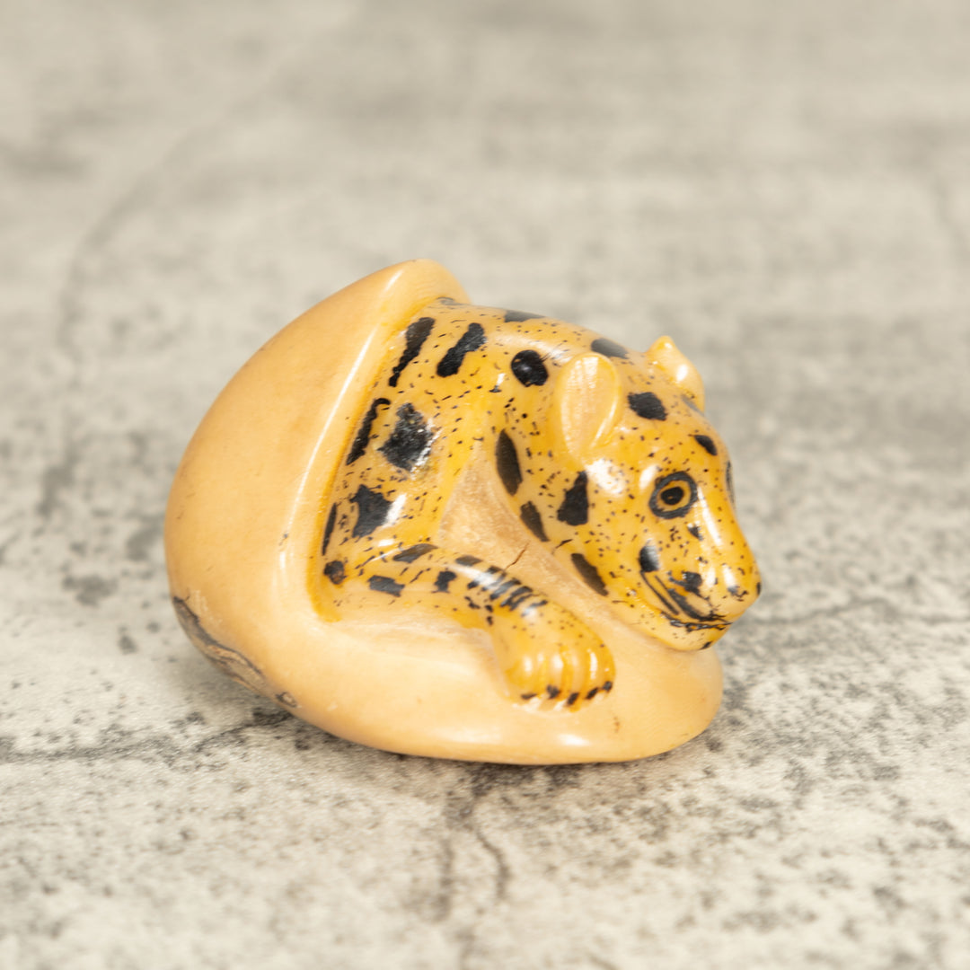 Vintage Jaguar Cat Tagua Nut Carving