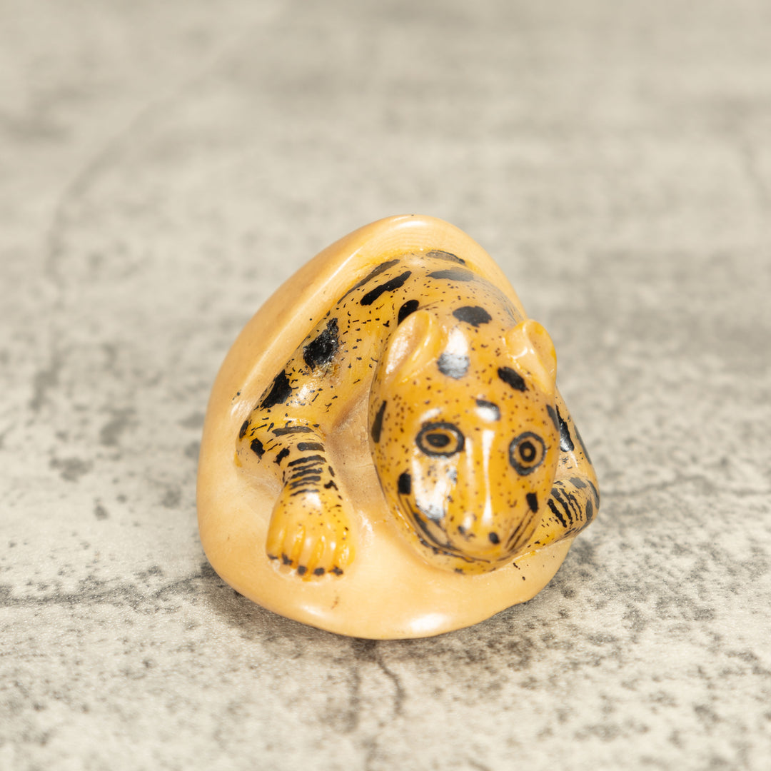 Vintage Jaguar Cat Tagua Nut Carving