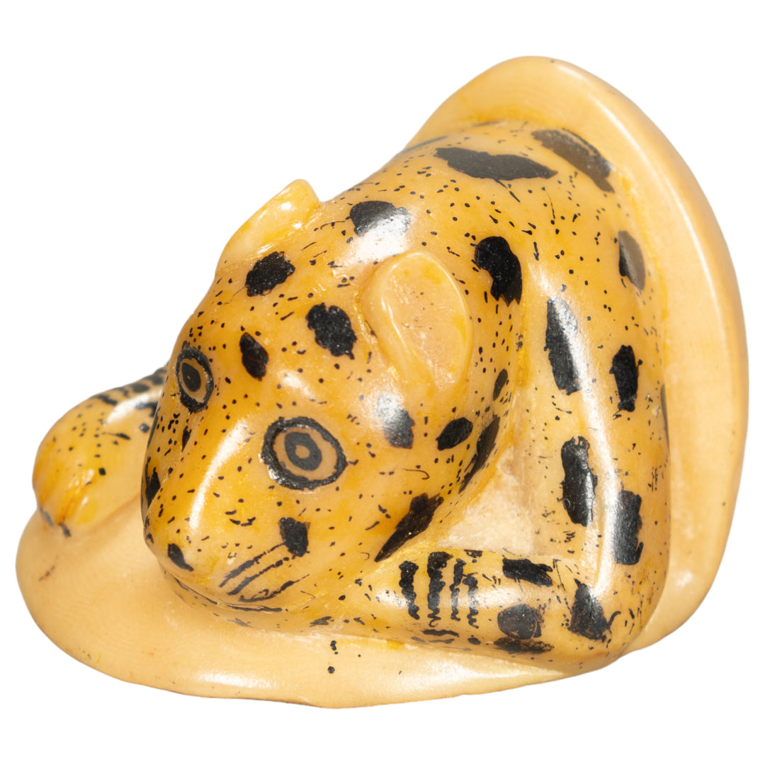 Vintage Jaguar Cat Tagua Nut Carving