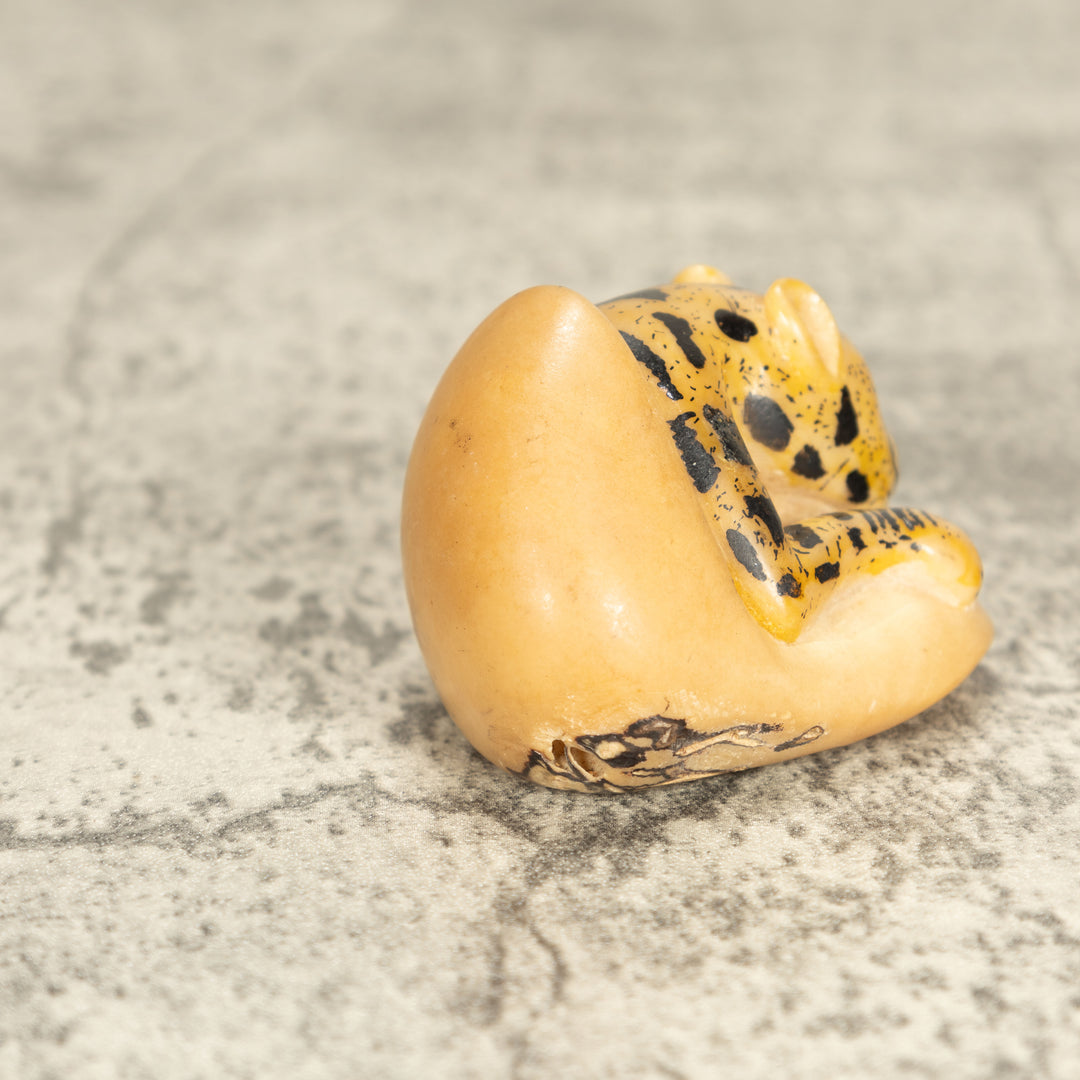 Vintage Jaguar Cat Tagua Nut Carving