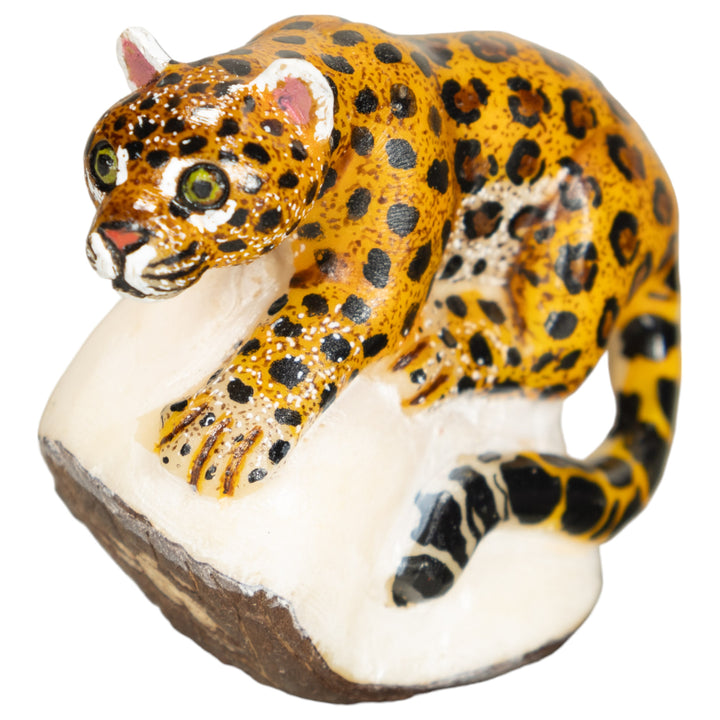 Jaguar Cat Tagua Nut Carving
