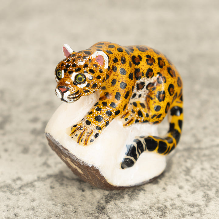 Jaguar Cat Tagua Nut Carving