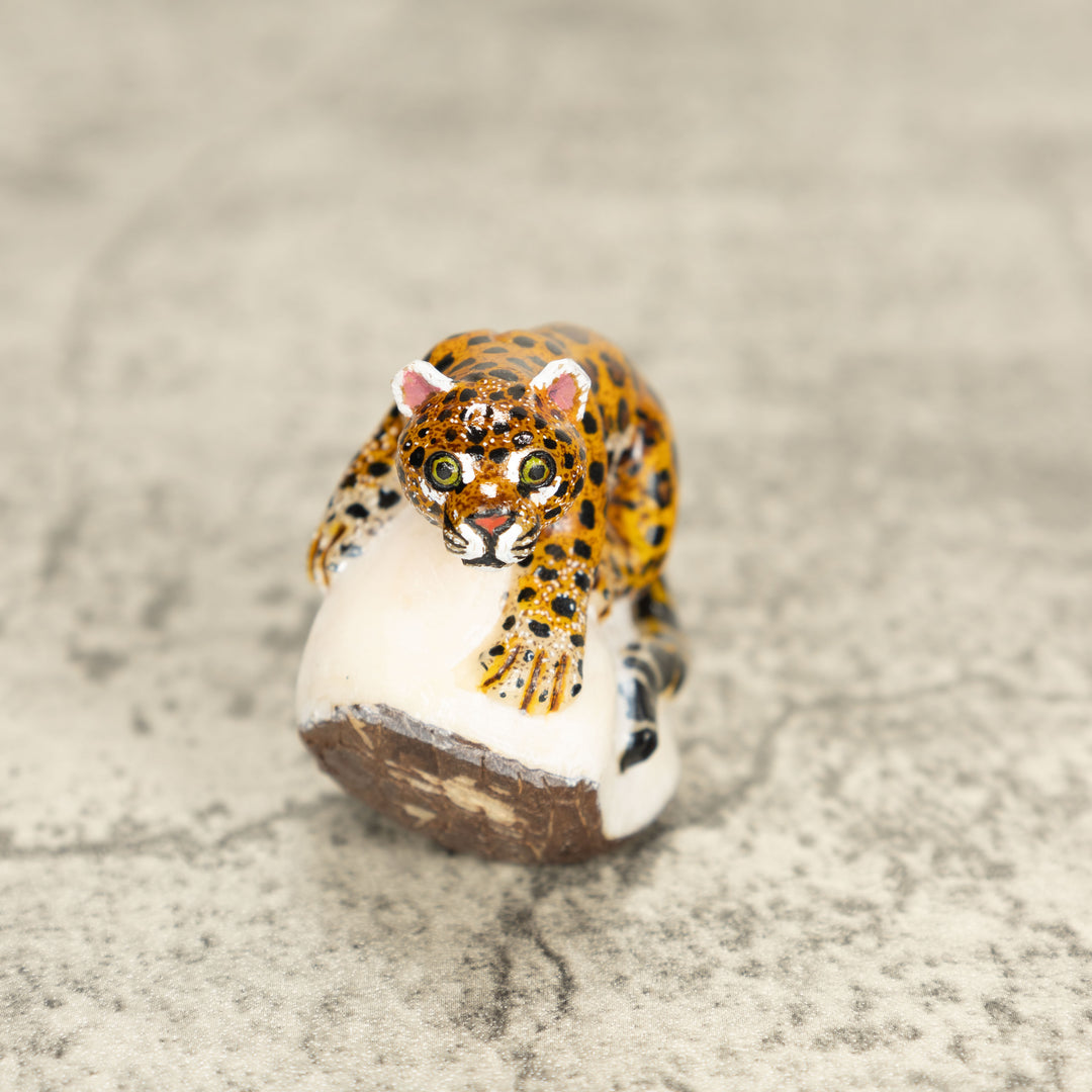 Jaguar Cat Tagua Nut Carving