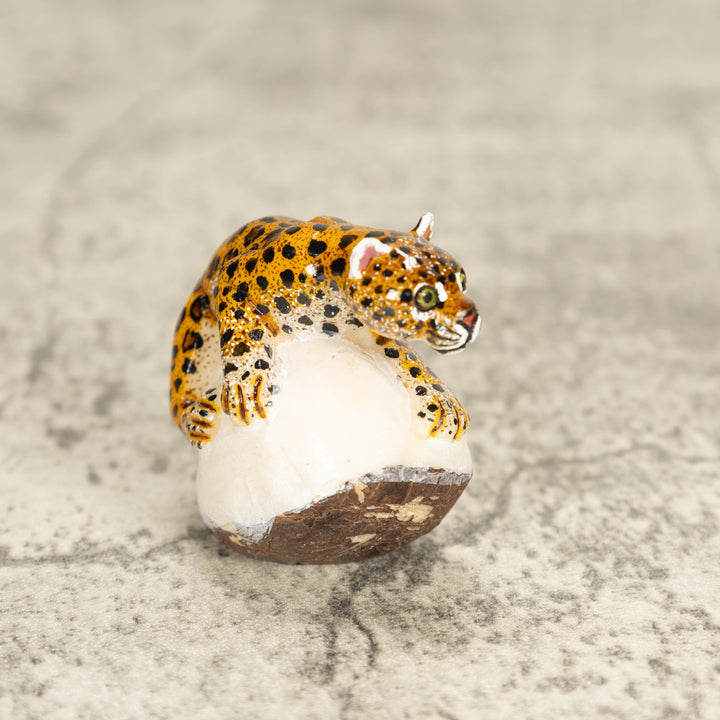 Jaguar Cat Tagua Nut Carving