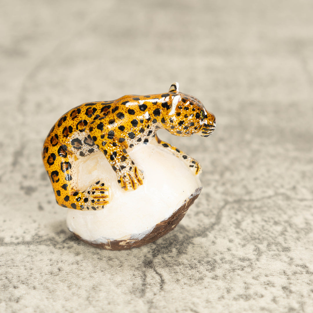 Jaguar Cat Tagua Nut Carving