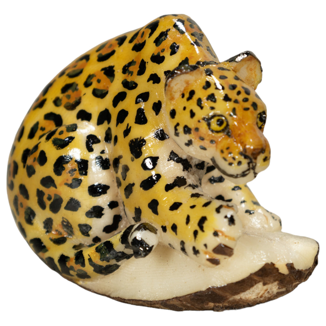 Jaguar Cat Tagua Nut Carving
