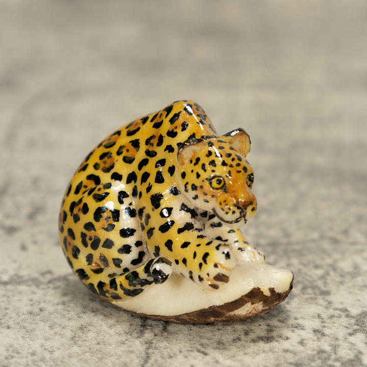 Jaguar Cat Tagua Nut Carving