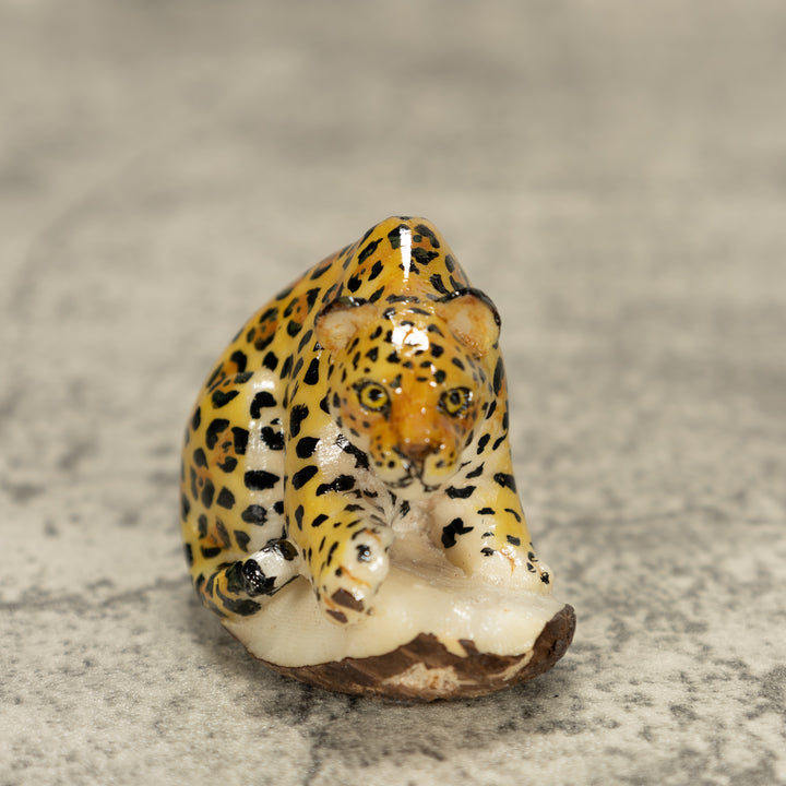 Jaguar Cat Tagua Nut Carving