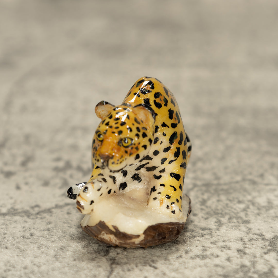 Jaguar Cat Tagua Nut Carving