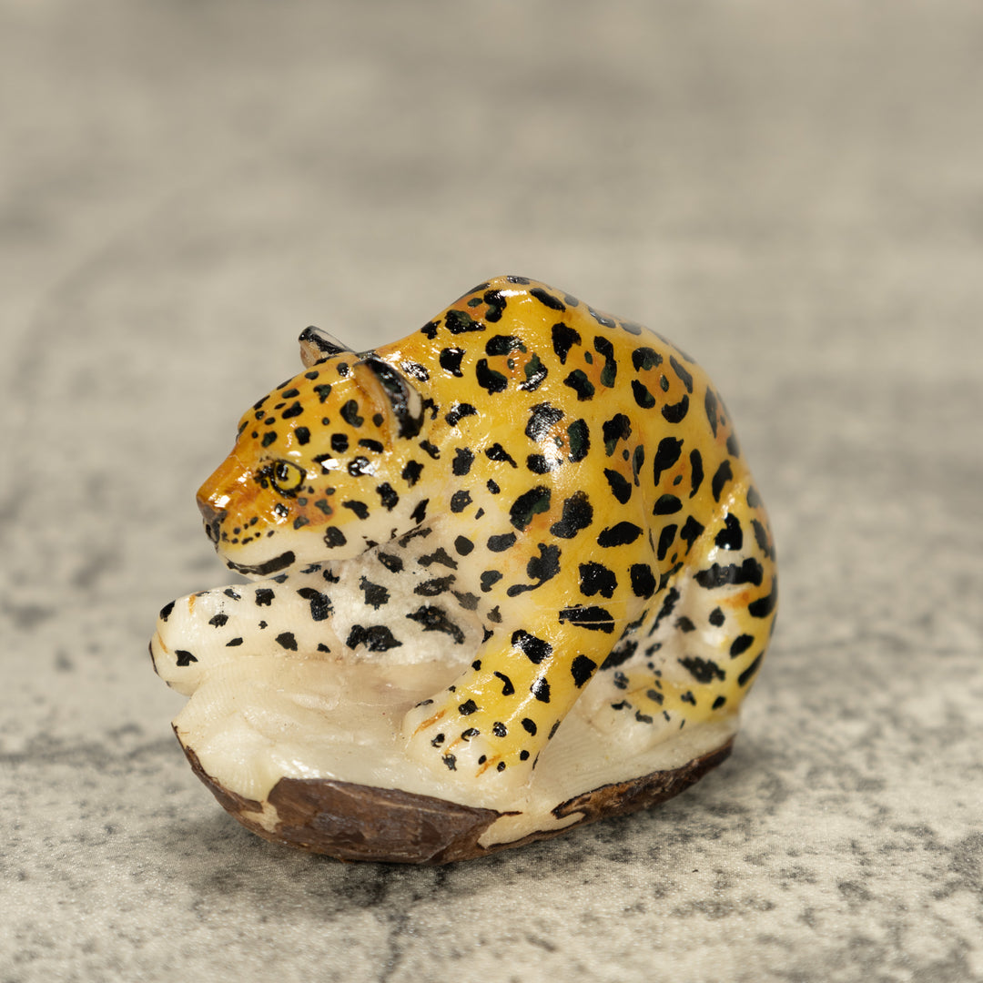 Jaguar Cat Tagua Nut Carving