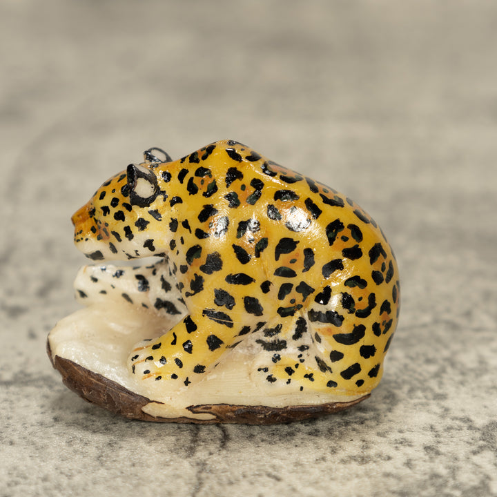 Jaguar Cat Tagua Nut Carving