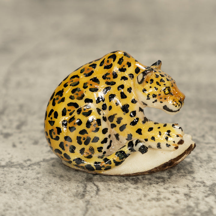 Jaguar Cat Tagua Nut Carving