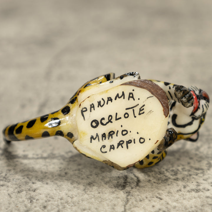 Jaguar Cat Tagua Nut Carving