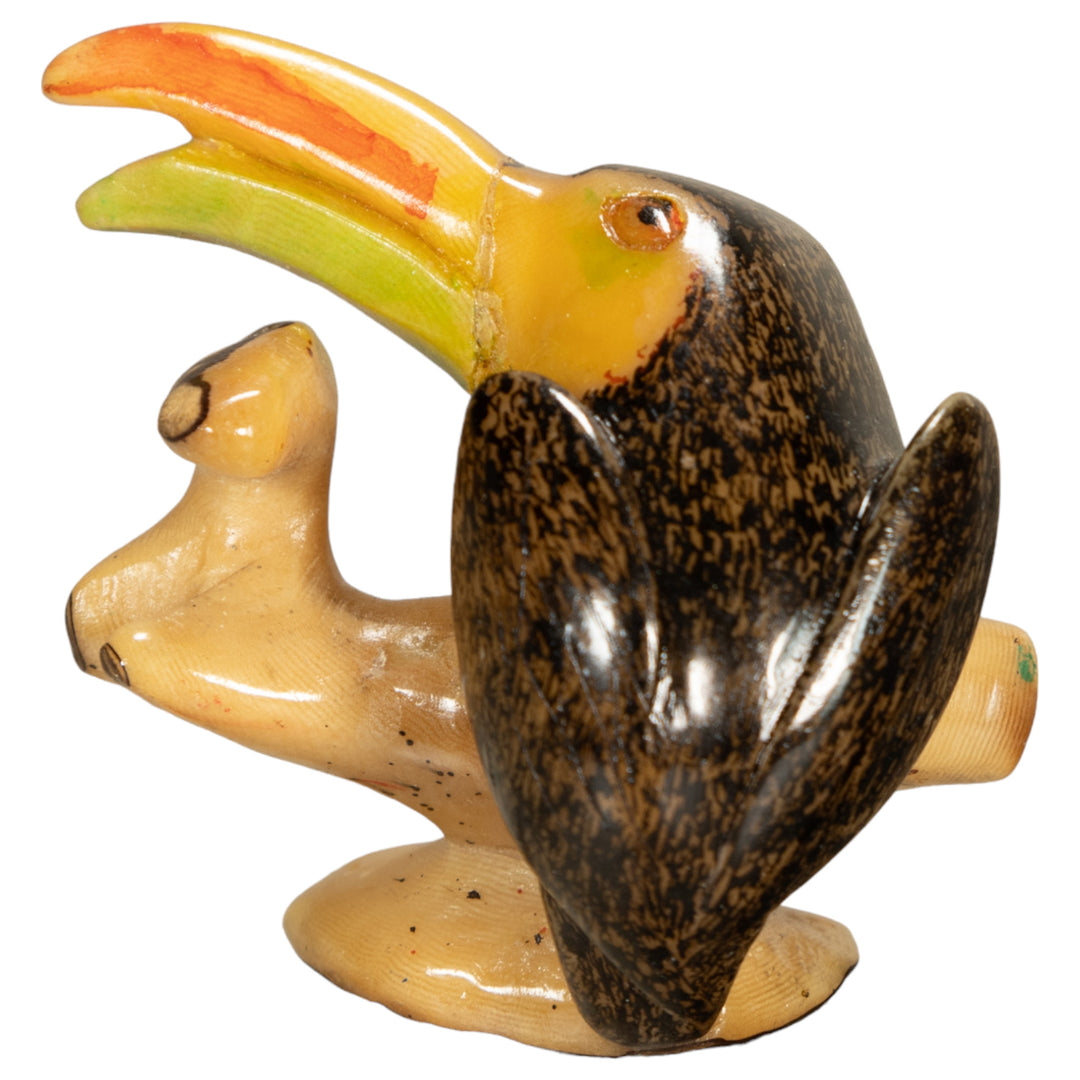 Vintage Toucan Parrot Bird Tagua Nut Carving
