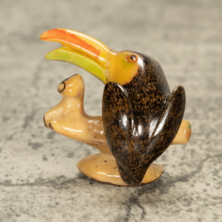 Vintage Toucan Parrot Bird Tagua Nut Carving