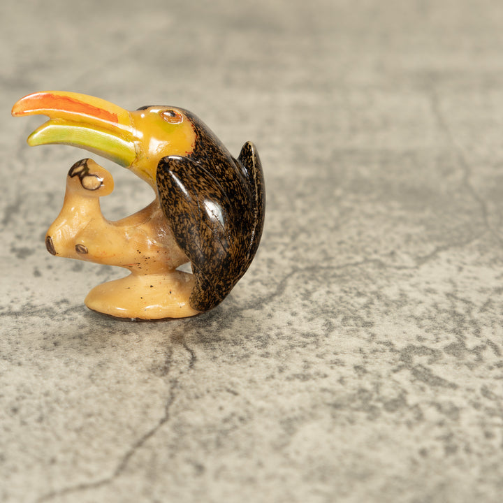 Vintage Toucan Parrot Bird Tagua Nut Carving