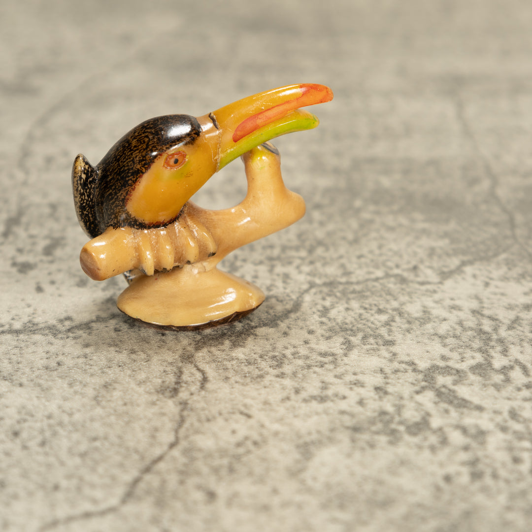 Vintage Toucan Parrot Bird Tagua Nut Carving