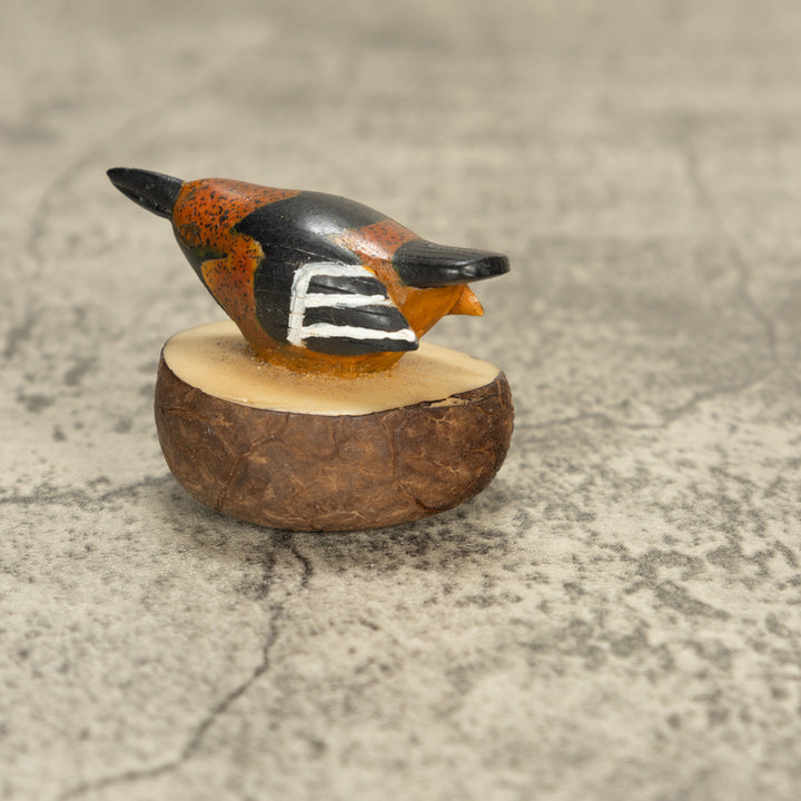 Vintage Seedeater Bird Tagua Nut Carving