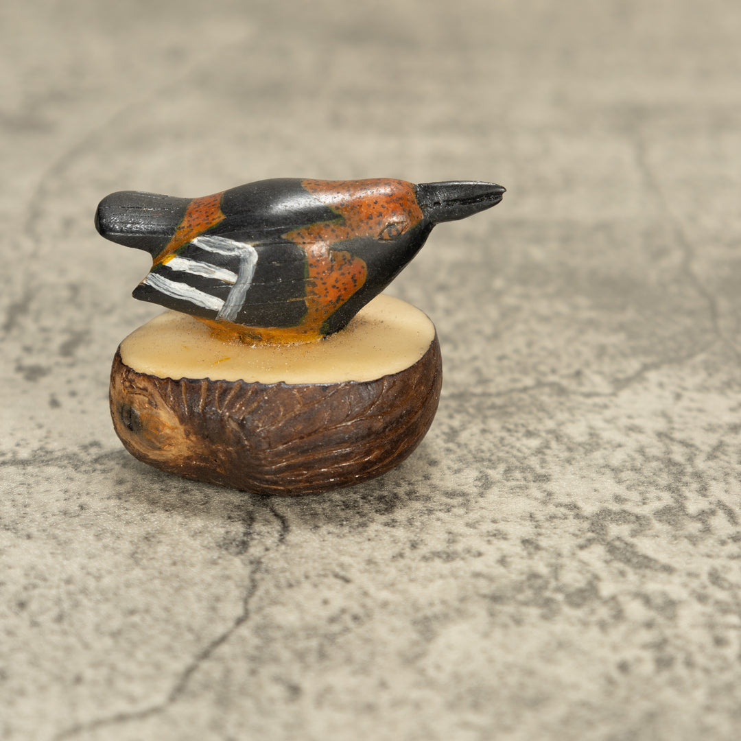 Vintage Seedeater Bird Tagua Nut Carving