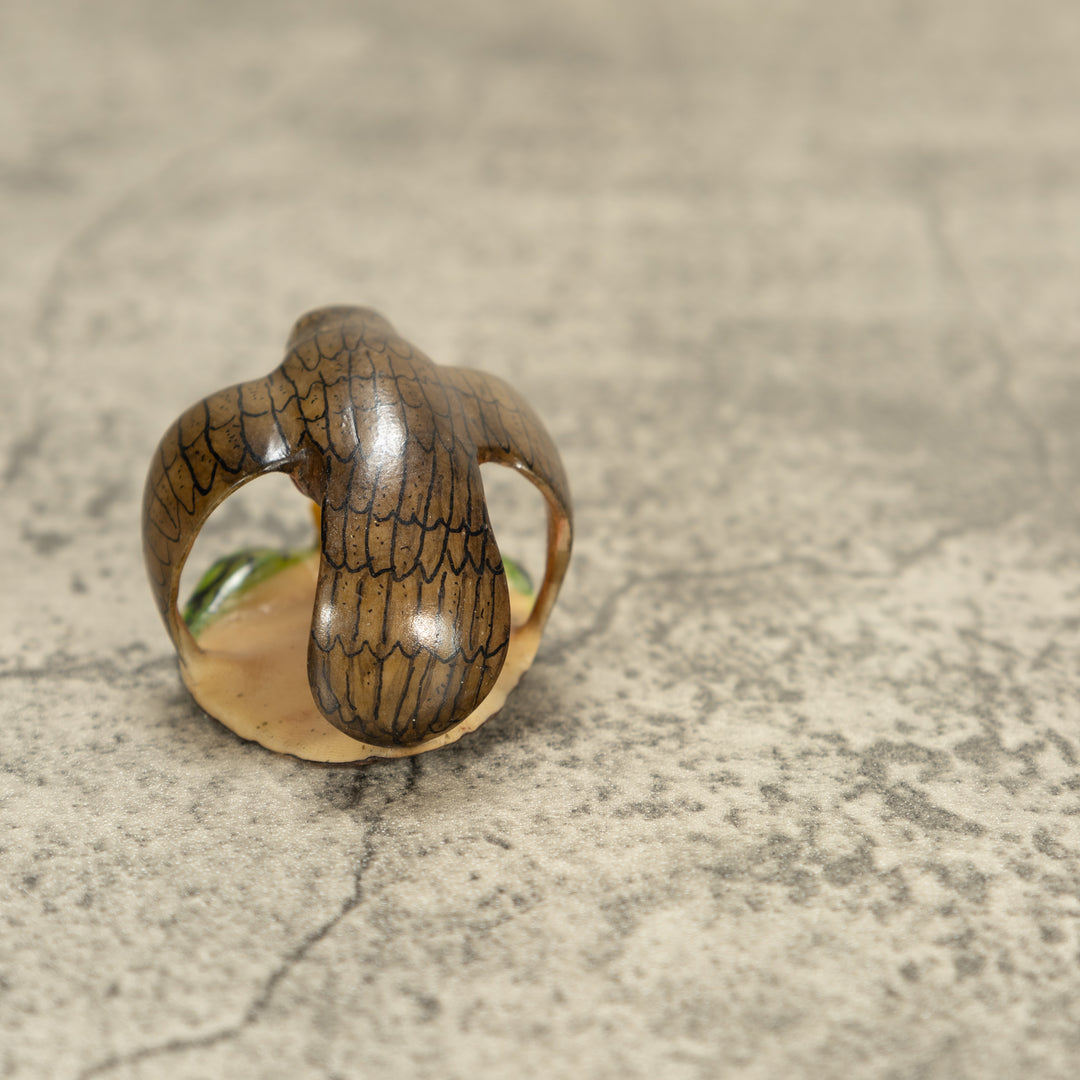 Vintage Hummingbird Bird Tagua Nut Carving