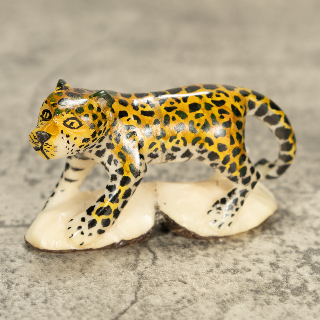 Large Jaguar Cat Tagua Nut Carving