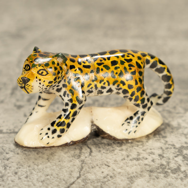 Large Jaguar Cat Tagua Nut Carving