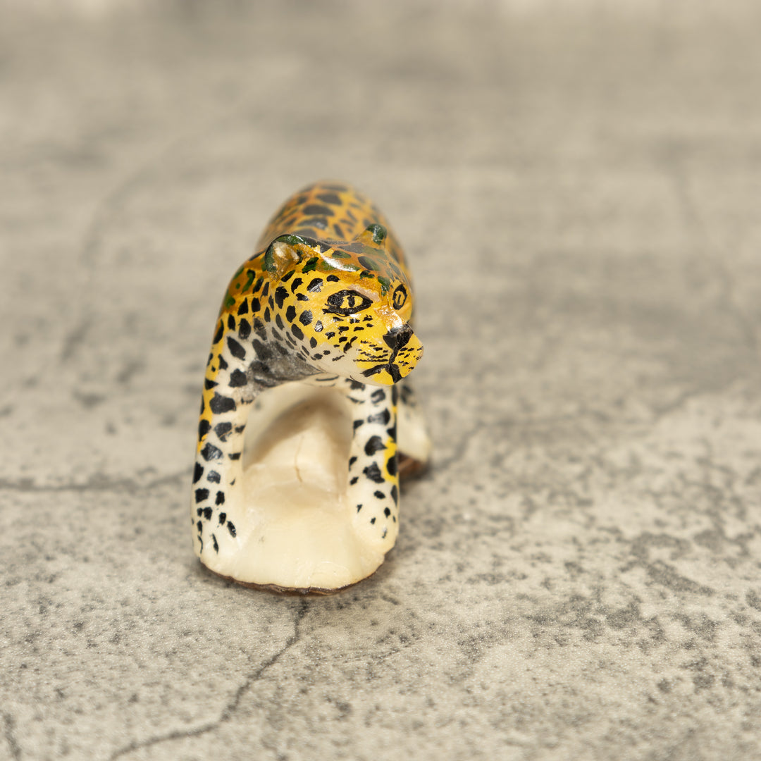 Large Jaguar Cat Tagua Nut Carving