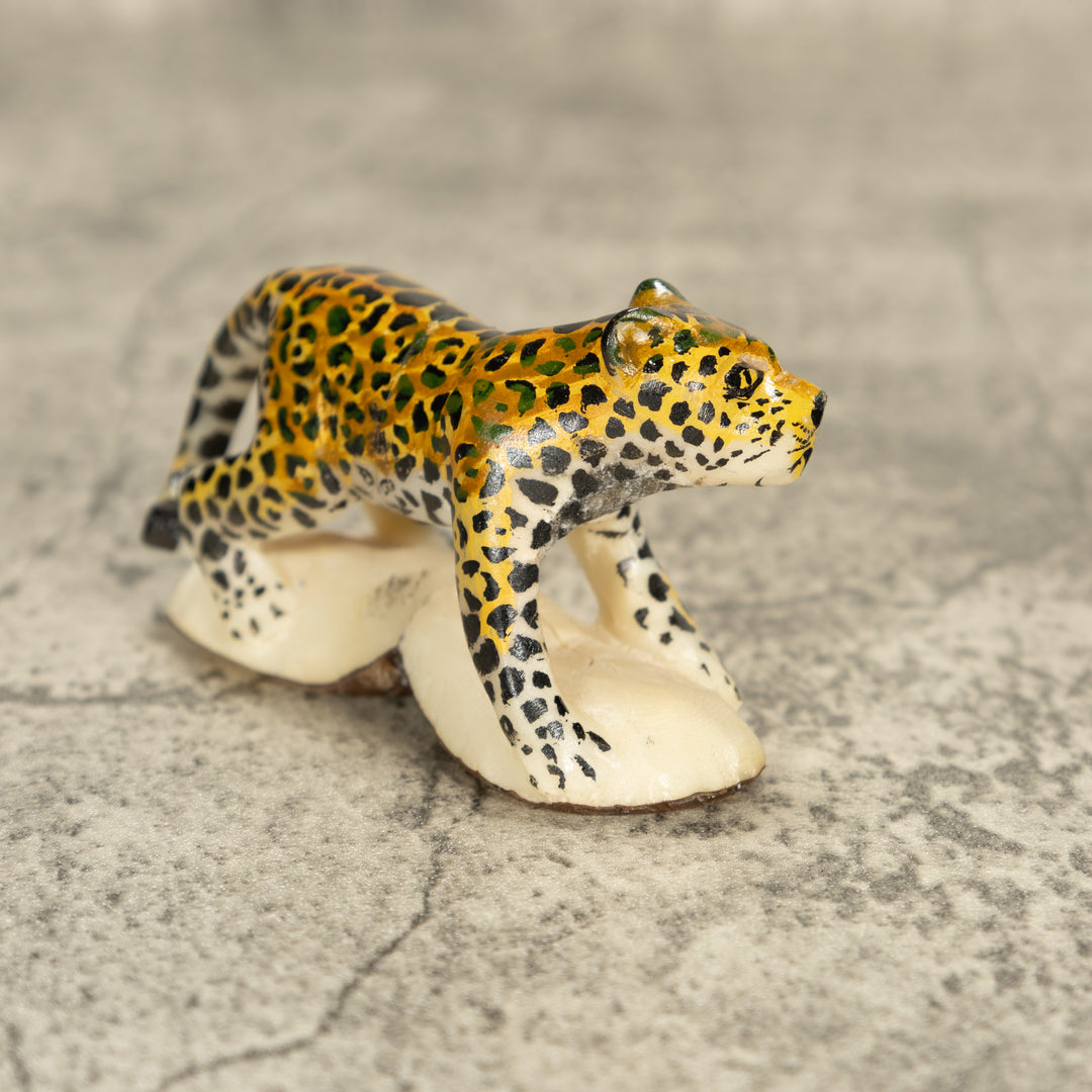 Large Jaguar Cat Tagua Nut Carving