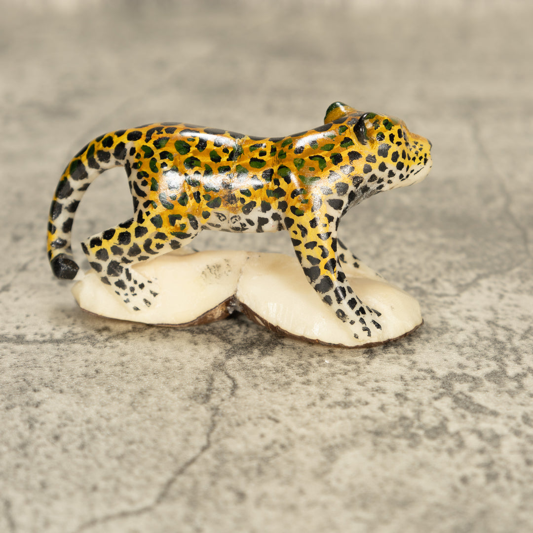 Large Jaguar Cat Tagua Nut Carving