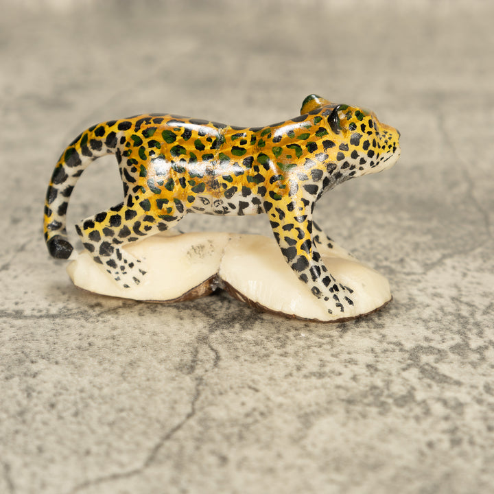 Large Jaguar Cat Tagua Nut Carving