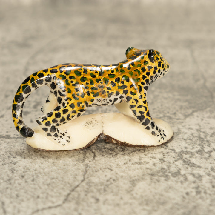 Large Jaguar Cat Tagua Nut Carving