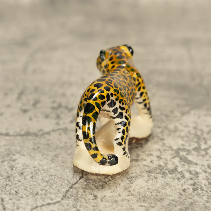 Large Jaguar Cat Tagua Nut Carving