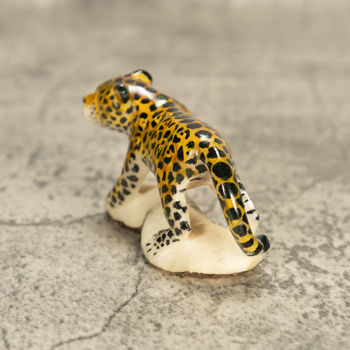 Large Jaguar Cat Tagua Nut Carving