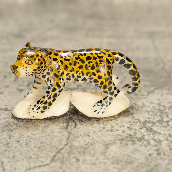 Large Jaguar Cat Tagua Nut Carving