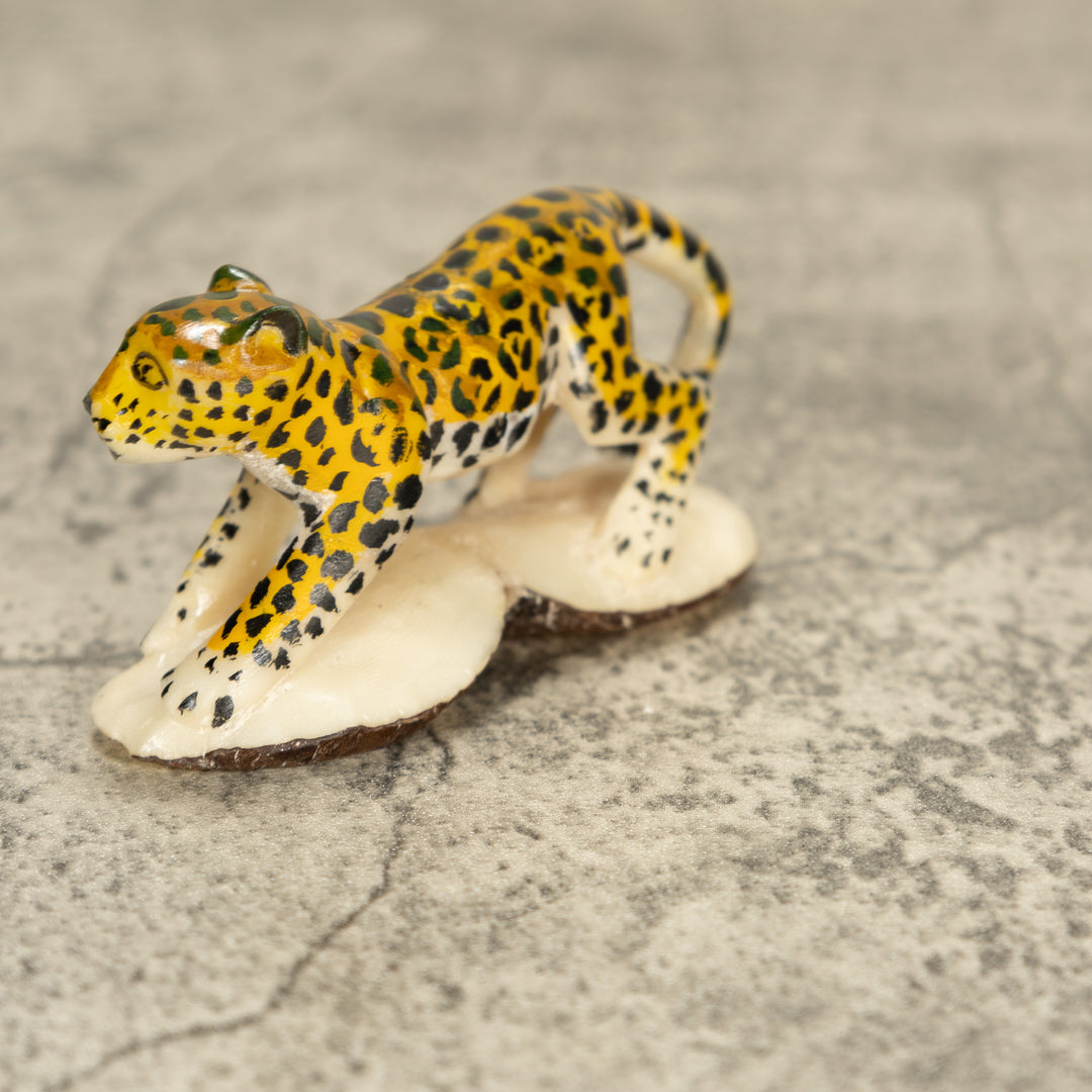 Large Jaguar Cat Tagua Nut Carving