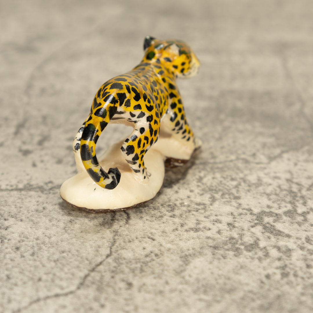 Large Jaguar Cat Tagua Nut Carving