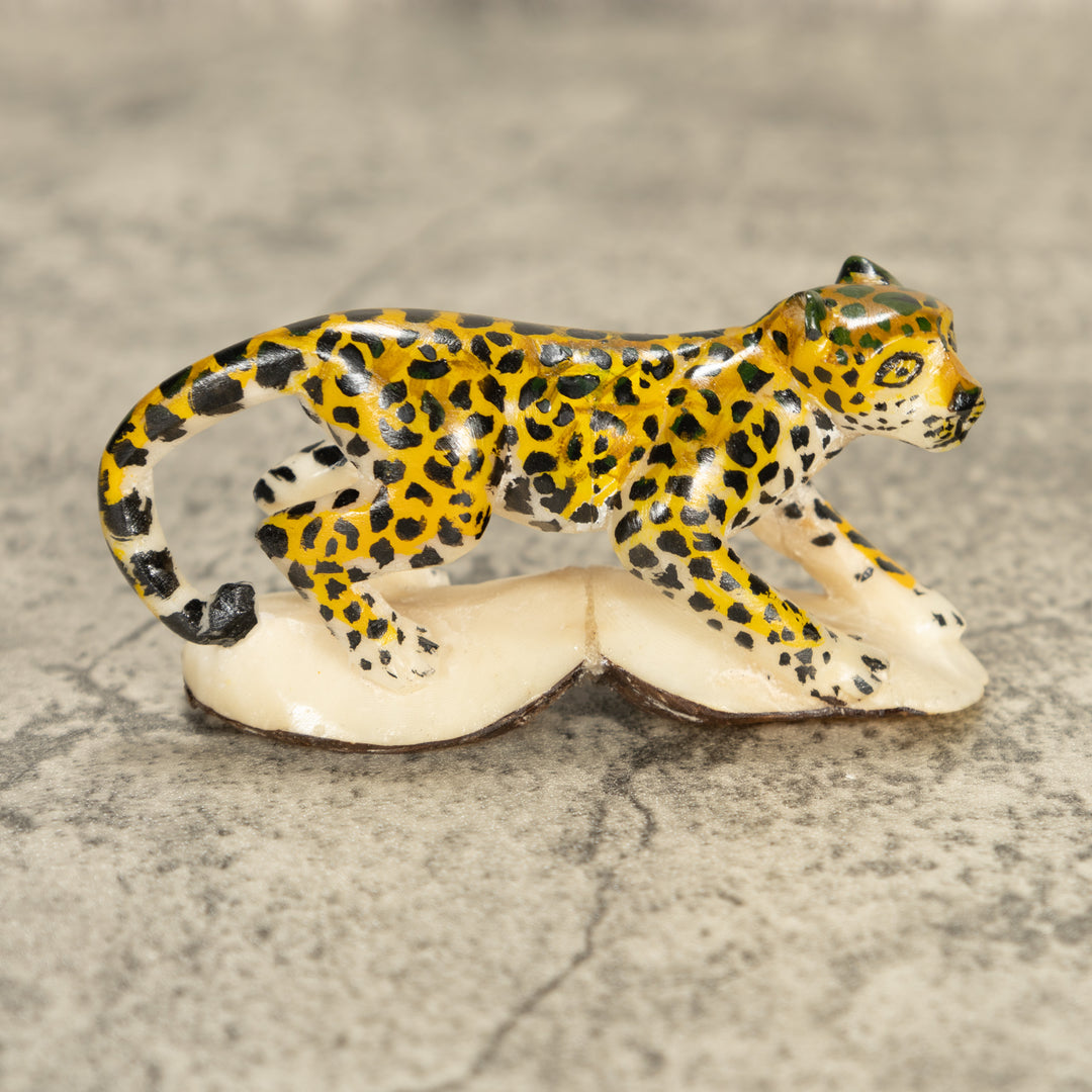 Large Jaguar Cat Tagua Nut Carving