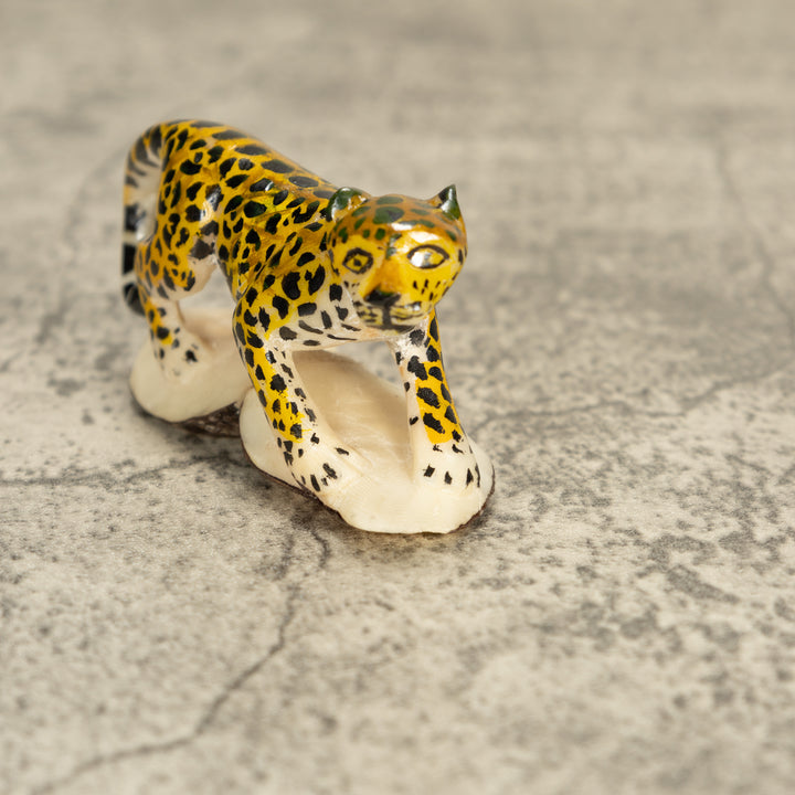 Large Jaguar Cat Tagua Nut Carving