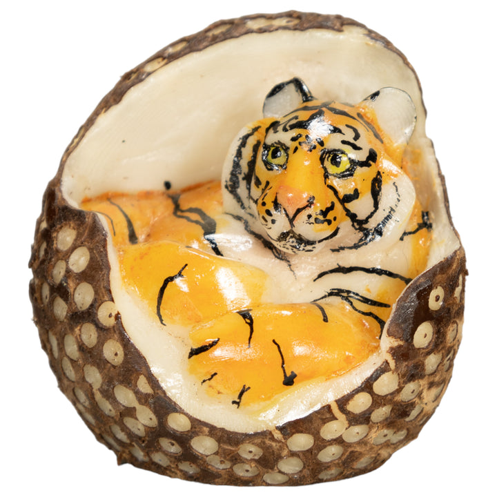 Bengal Tiger Cat Tagua Nut Carving