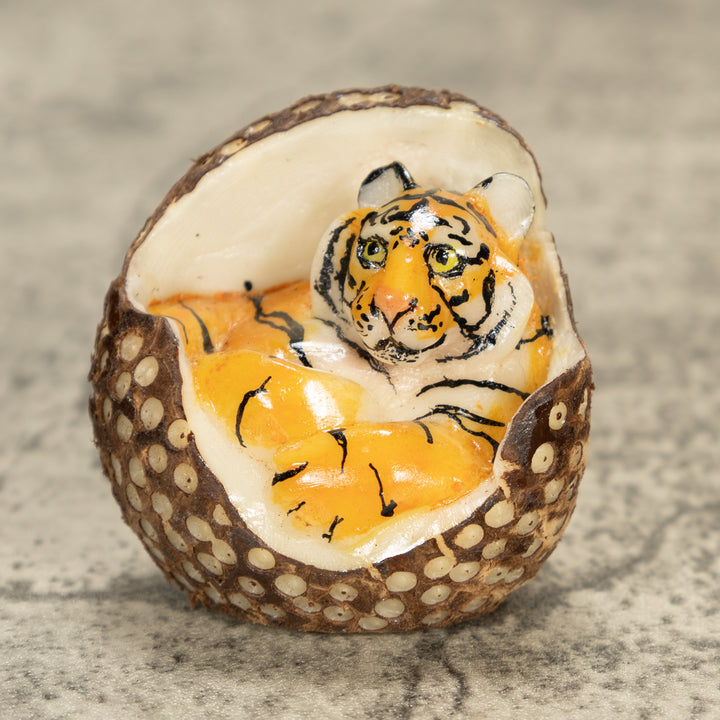 Bengal Tiger Cat Tagua Nut Carving