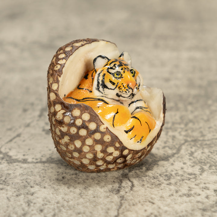 Bengal Tiger Cat Tagua Nut Carving