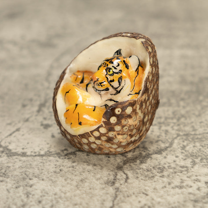 Bengal Tiger Cat Tagua Nut Carving