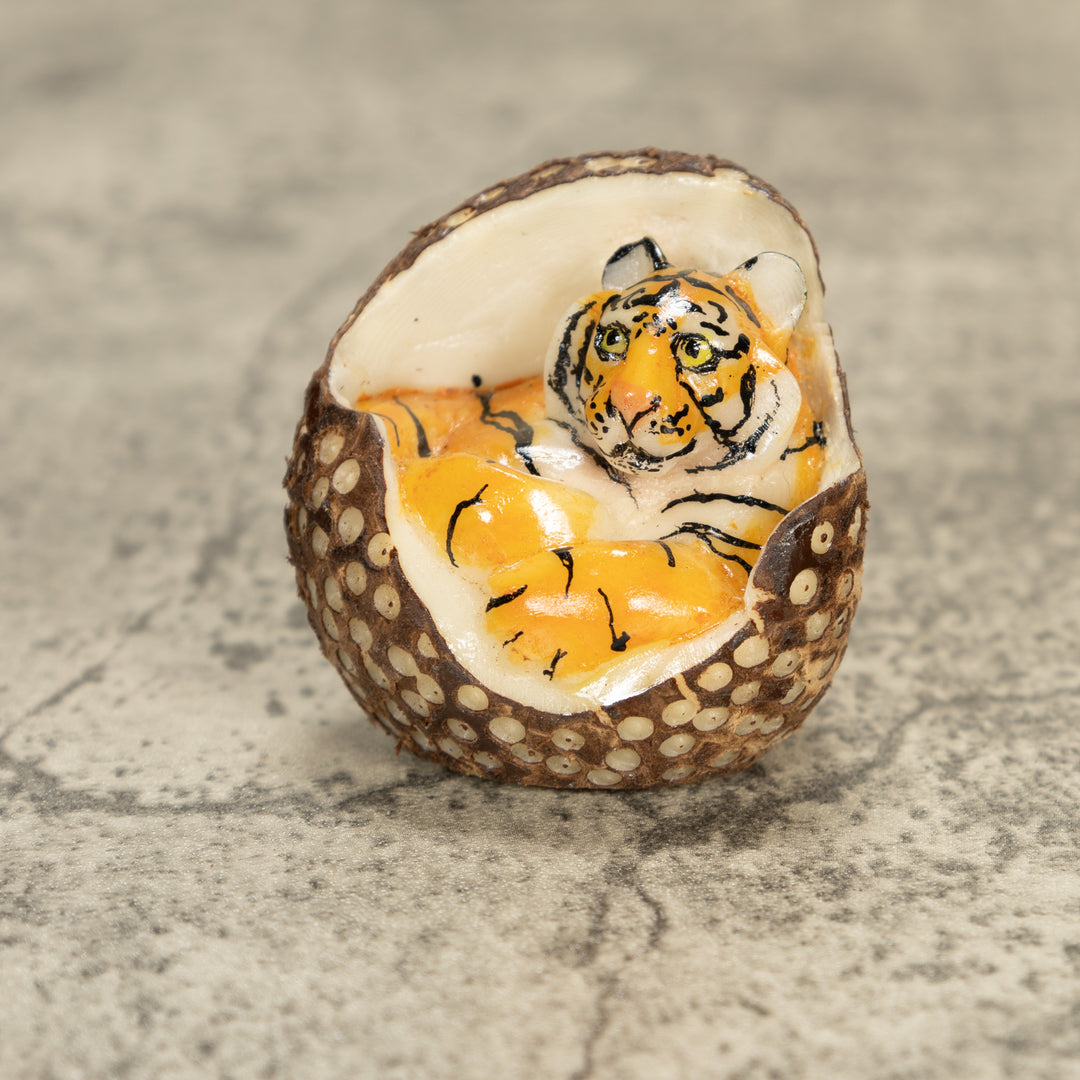 Bengal Tiger Cat Tagua Nut Carving