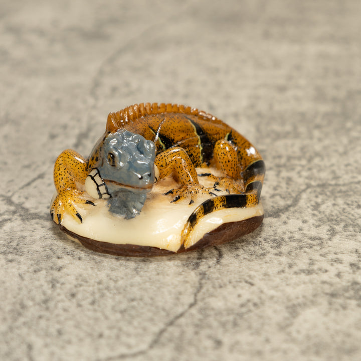 Brown Iguana Lizard Tagua Nut Carving